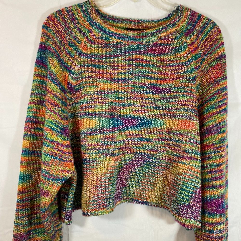 IN San Francisco Multicolor Pastel Cropped Long Sleeve Sweater NWOT Size Medium - Picture 13 of 15